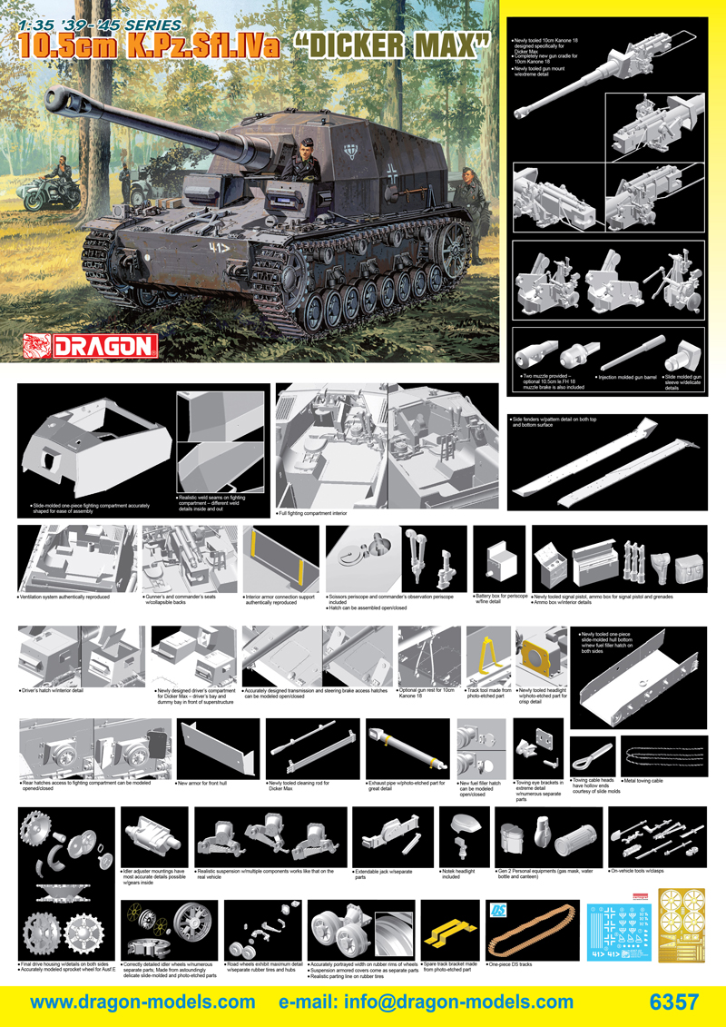 ドイツ IV号戦車 a型 10.5cm 対戦車 自走砲 ディッカーマックス - ドラゴン 6357