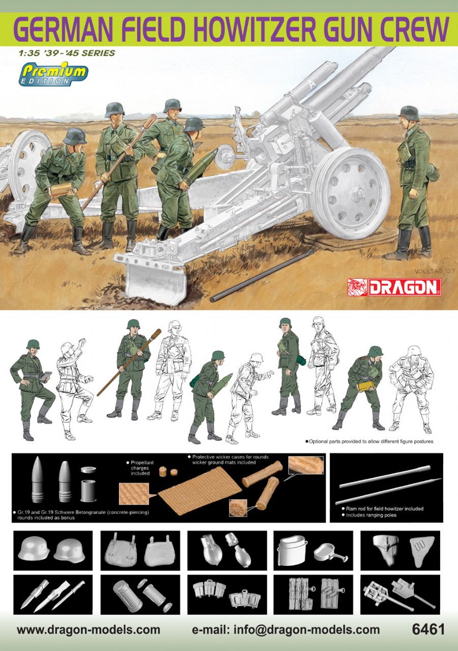 ドイツ 砲兵 榴弾砲クルー フィギュア 5体セット プレミアム エディション - ドラゴン 6461