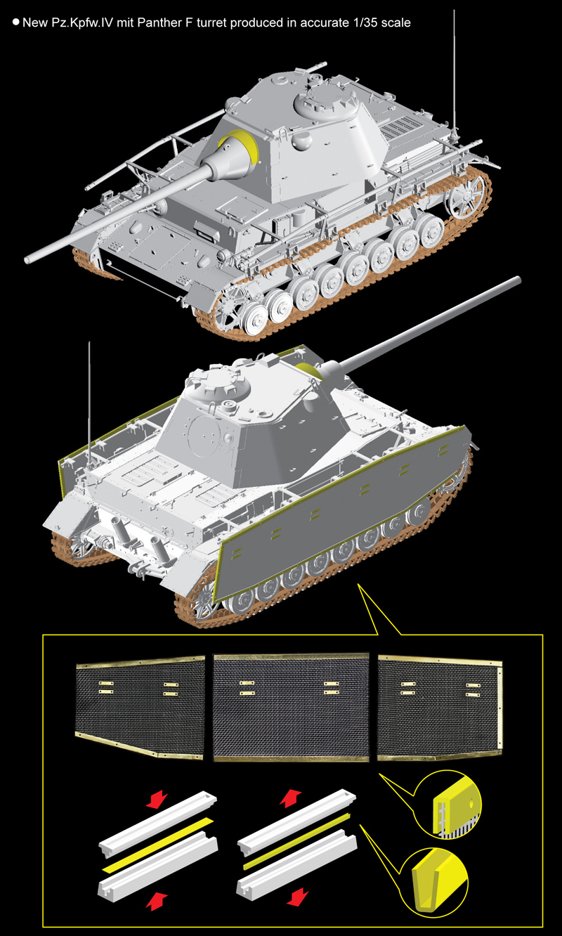 ドイツ IV号戦車 シュマールトゥルム 砲塔 (パンター F型 砲塔) 搭載 w/ トーマシールド - ドラゴン 6824