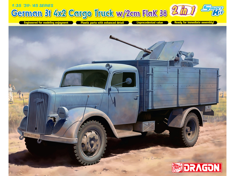 [製作] 1 [DAK Flak Blitz] ドイツ オペル ブリッツ 3トン カーゴ トラック w/ 2cm 対空機関砲 Flak38 – ドラゴン 6828