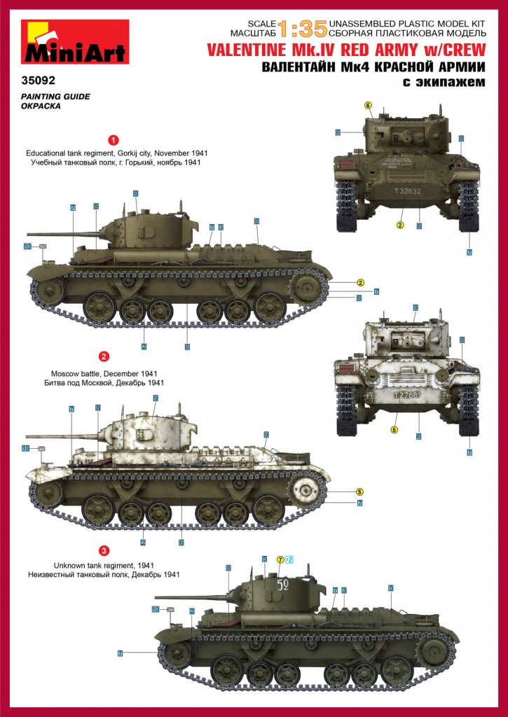 ソビエト 歩兵戦車 バレンタイン Mk.IV 戦車兵 フィギュア 5体付き - ミニアート 35092