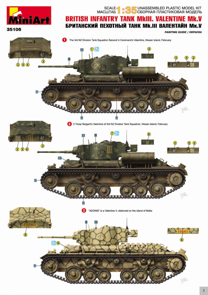 イギリス 歩兵戦車 バレンタイン Mk.V フィギュア 2体付き - ミニアート 35106