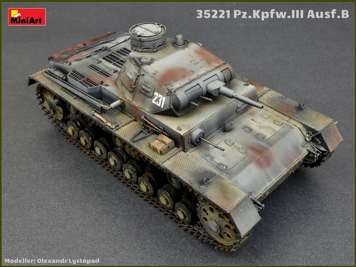 [改訂版] ドイツ III号戦車 B型 ドイツ戦車兵 フィギュア 5体付き - ミニアート 35221