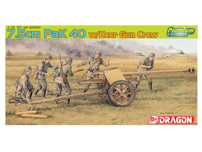 ドイツ 7.5cm Pak40 対戦車砲 ドイツ国防軍 砲兵 フィギュア 5体付き プレミアム エディション – ドラゴン 6433