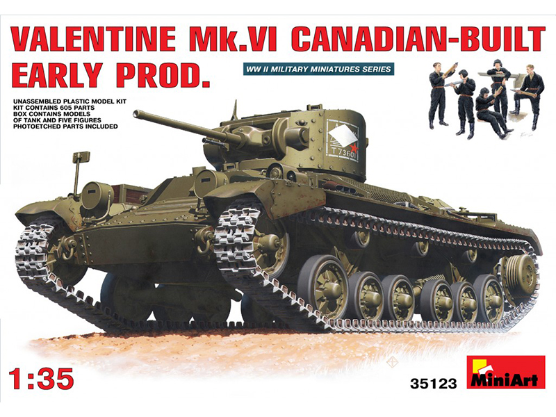 連合軍 カナダ製 歩兵戦車 バレンタイン Mk.VI 前期型 ソビエト 戦車兵 フィギュア 5体付き – ミニアート 35123