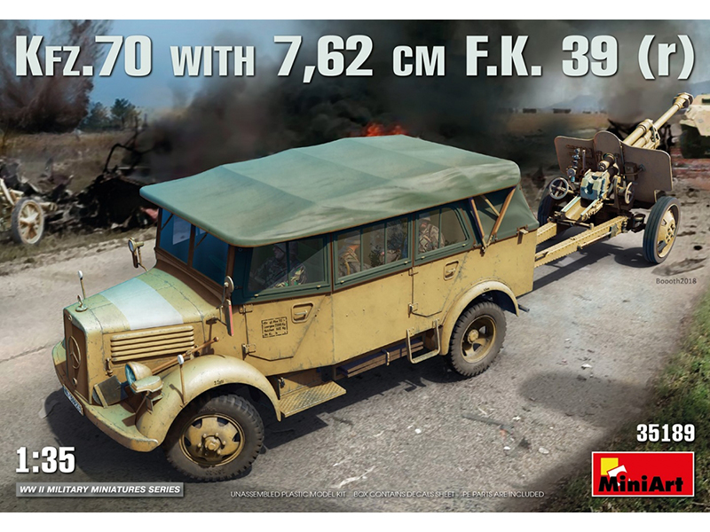 ドイツ メルセデス ベンツ L1500A 兵員輸送 トラック Kfz.70 & 7.62cm F.K.39(r) 牽引 – ミニアート 35189